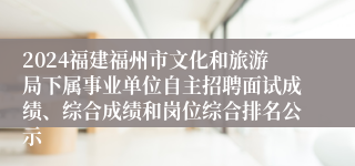 2024福建福州市文化和旅游局下属事业单位自主招聘面试成绩、综合成绩和岗位综合排名公示