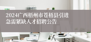 2024广西梧州市苍梧县引进急需紧缺凯发一触即发的人才招聘公告